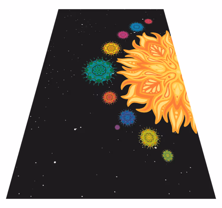 Colorful Sunburst Motif mandala vinyl rug - TenStickers