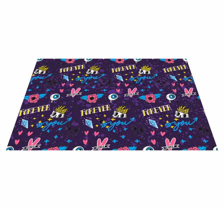 FOREVER YOU text and elaments design kids vinyl rug - TenStickers