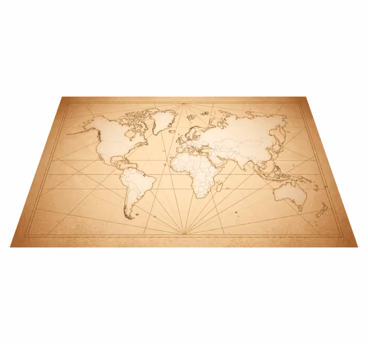 Antique beige design world map vinyl rug - TenStickers