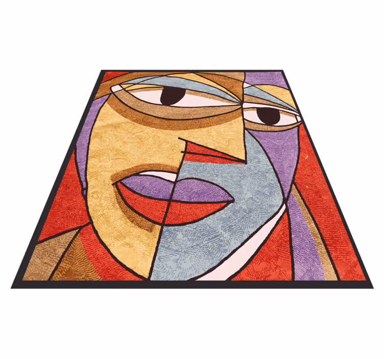 Colorful Abstract Portrait modern vinyl rug - TenStickers