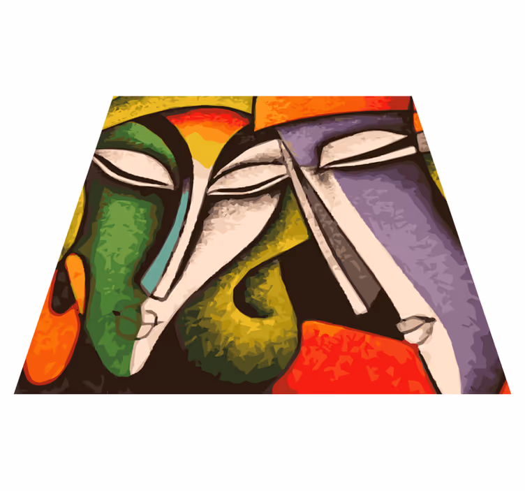 Vibrant Abstract Portraits bedroom vinyl rug - TenStickers