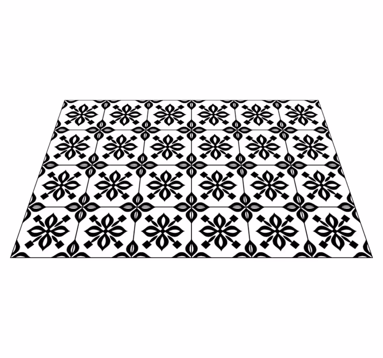 Black white mosaic living room vinyl rug - TenStickers