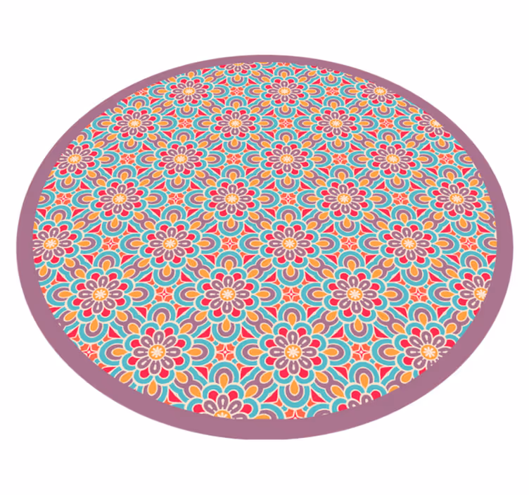 Mandala vinyl rug in lively floral design - TenStickers