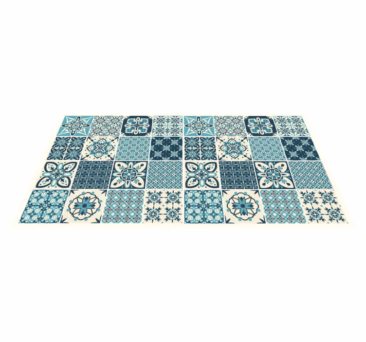 Portuguese multicolour tile bathroom vinyl rug - TenStickers