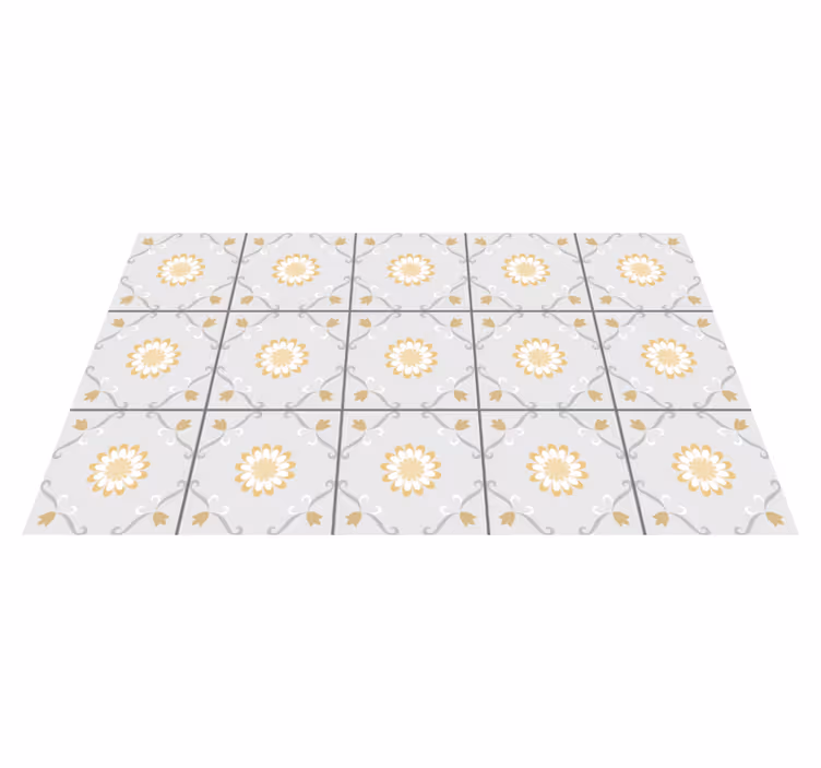 Elegant botanical design tile vinyl rug - TenStickers
