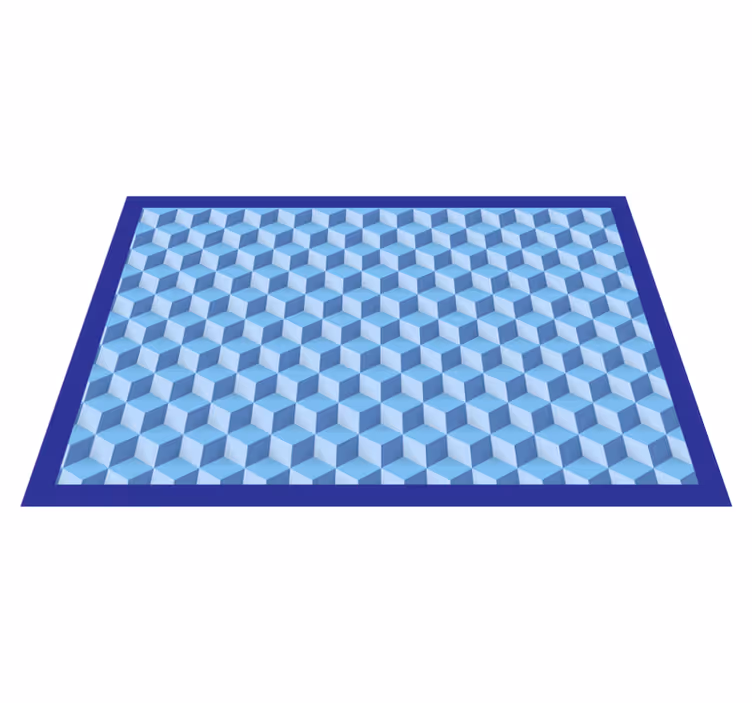 3D cubic blue geometric vinyl rug - TenStickers