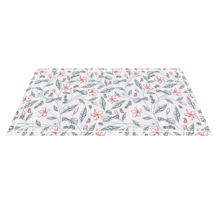 Floral vinyl rug in floral greenery pattern - TenStickers