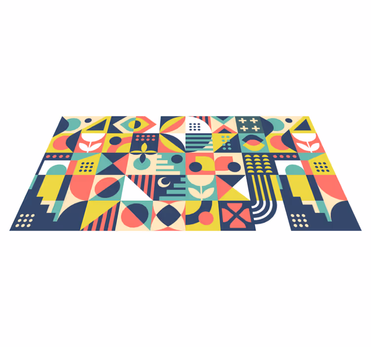 Lively shapes geometric vinyl rug - TenStickers