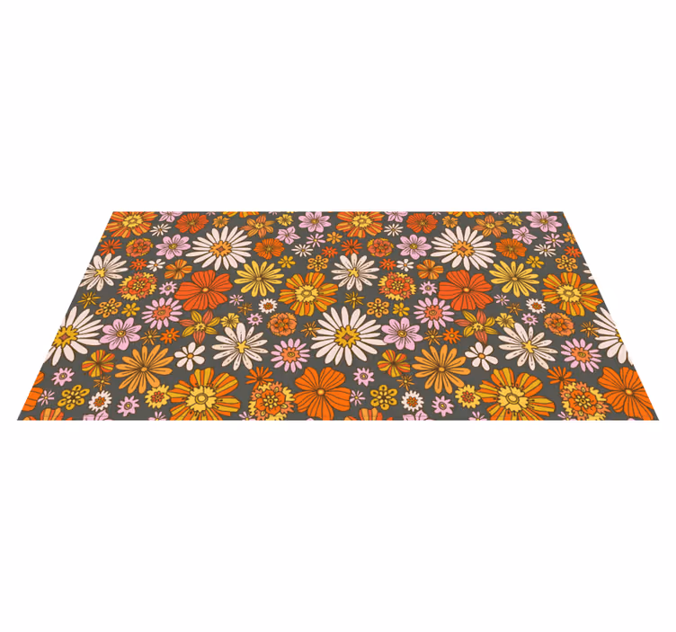 Animated set floral vinyl rug - TenStickers