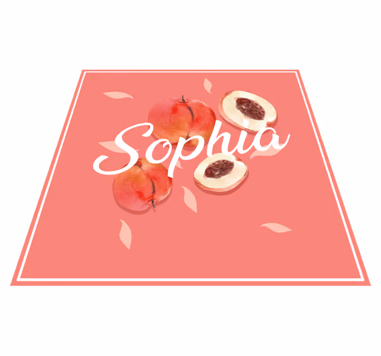Pink peaches with name teen vinyl rug - TenStickers