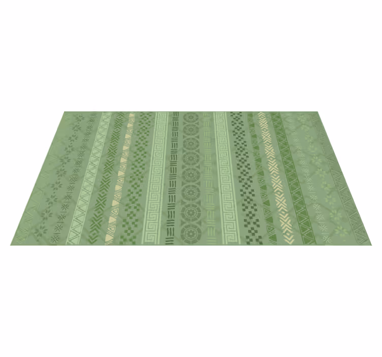 Green leaves motif ethnic vinyl rug - TenStickers