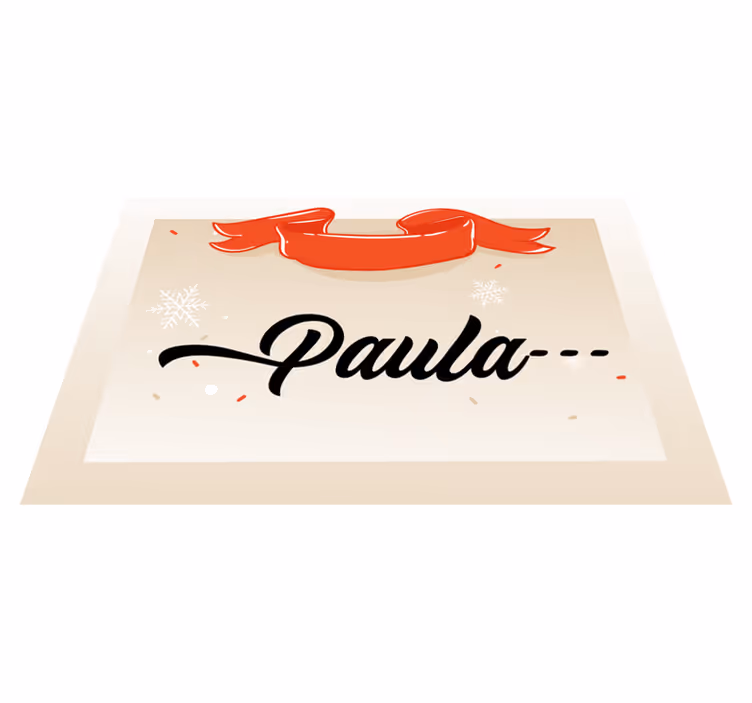 Beige design custom name Christmas vinyl rug - TenStickers