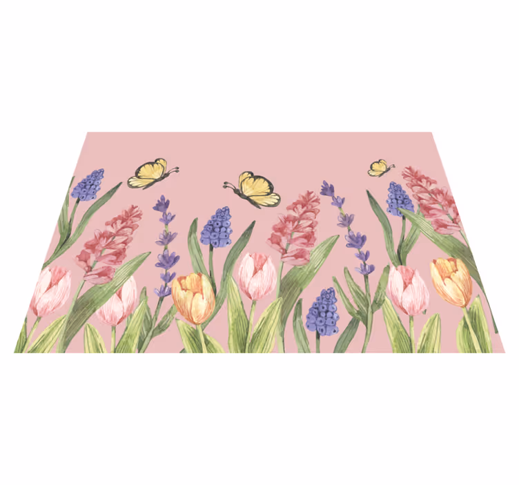 Botanical Garden Emblem floral vinyl rug - TenStickers