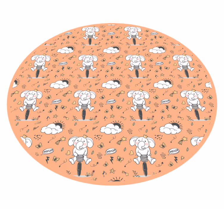 Cheerful Elephant Theme kids vinyl rug - TenStickers