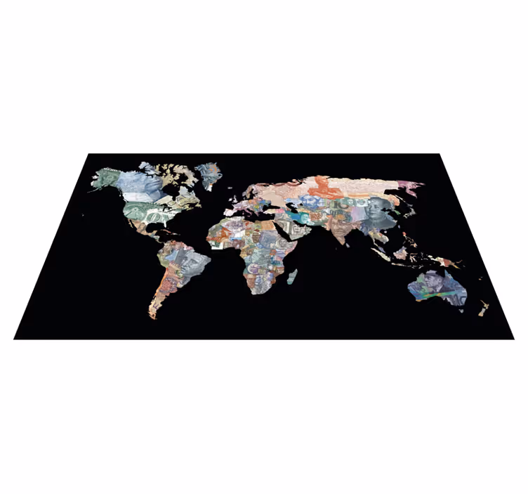 Global Currency Map world map vinyl rug - TenStickers