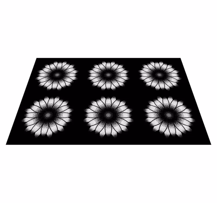 Black and white inspiration floral vinyl rug - TenStickers