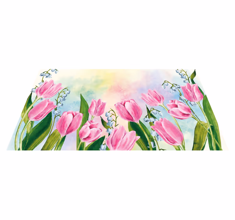 Floral vinyl rug tulip flower design - TenStickers