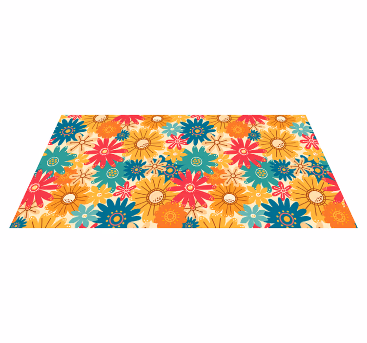 Floral vinyl rug colorful floral design - TenStickers