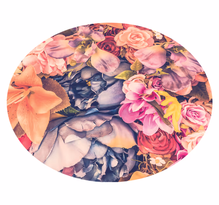 Blooms Circular Composition floral vinyl rug - TenStickers