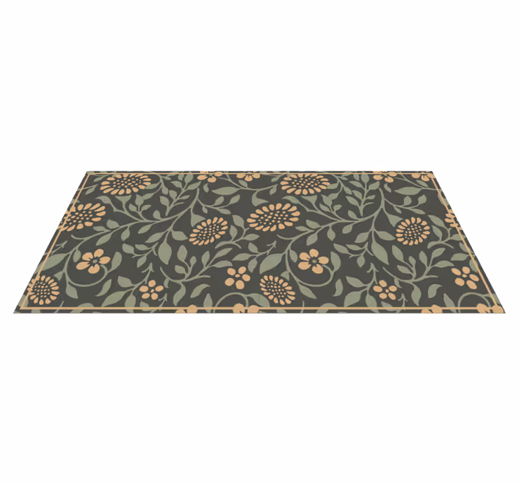 Sunflower green pattern floral vinyl rug - TenStickers