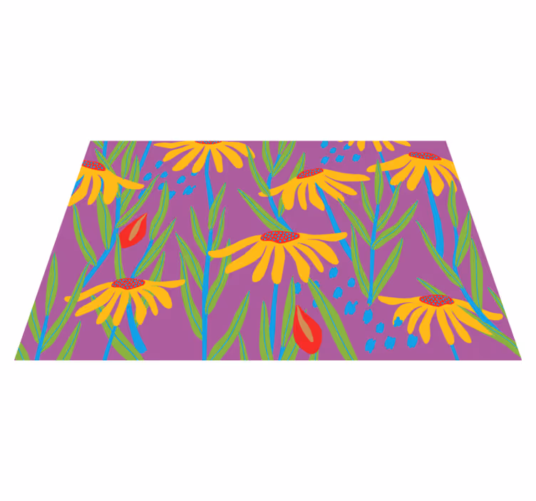 Purple botanical arrangement floral vinyl rug - TenStickers