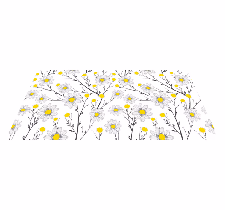 Yellow floral pattern floral vinyl rug - TenStickers