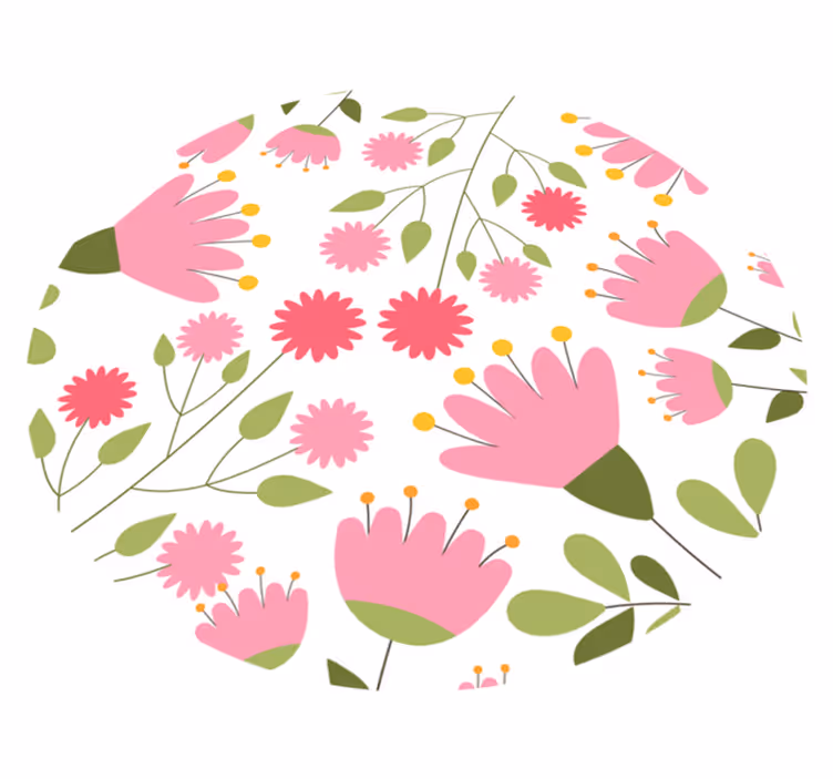 Floral vinyl rug floral pattern joy - TenStickers