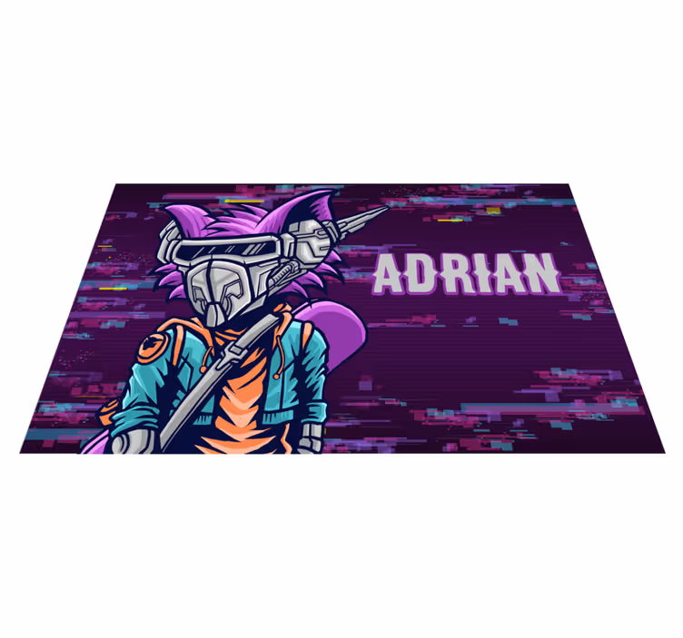 Custom futuristic character teen vinyl rug - TenStickers