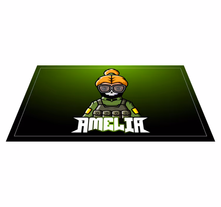 Woman soldier with name teen vinyl rug - TenStickers