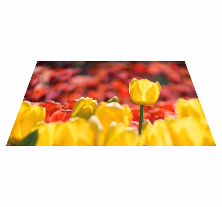 Yellow tulip blooms floral vinyl rug - TenStickers