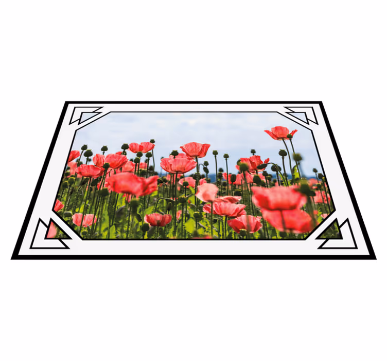 Colorful poppy field floral vinyl rug - TenStickers