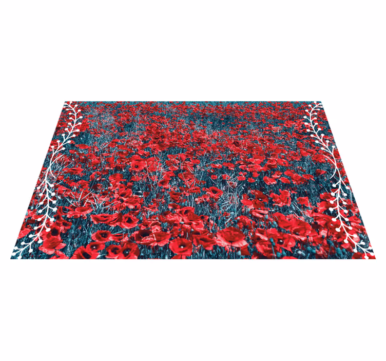 Floral vinyl rug in vibrant poppy field design - TenStickers
