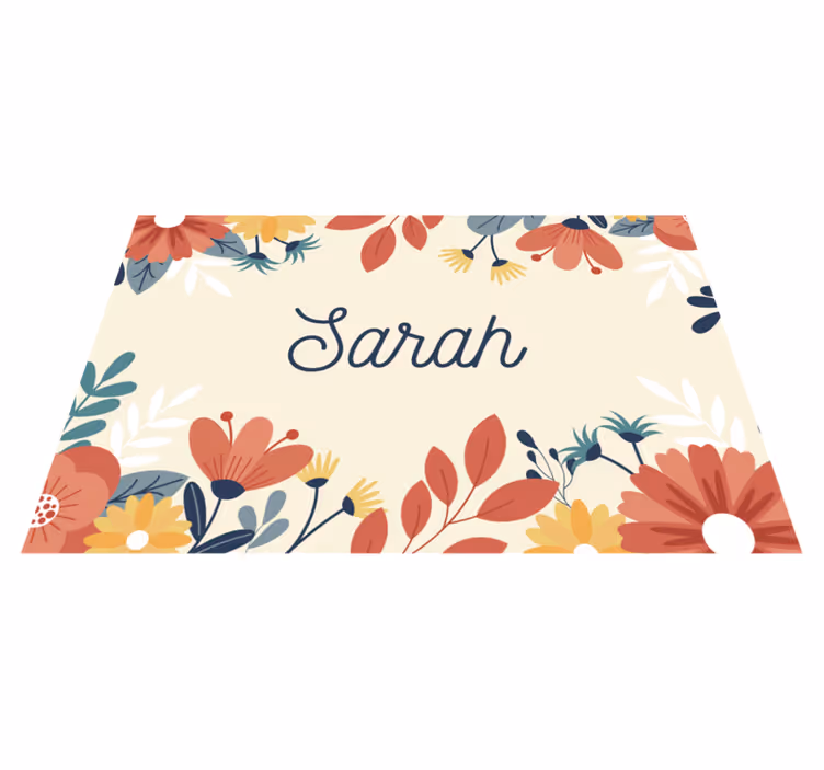 Personalized Flower Name custom vinyl rug - TenStickers