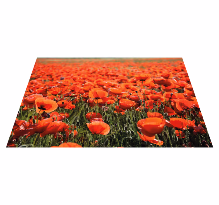 Vibrant Red Poppies floral vinyl rug - TenStickers
