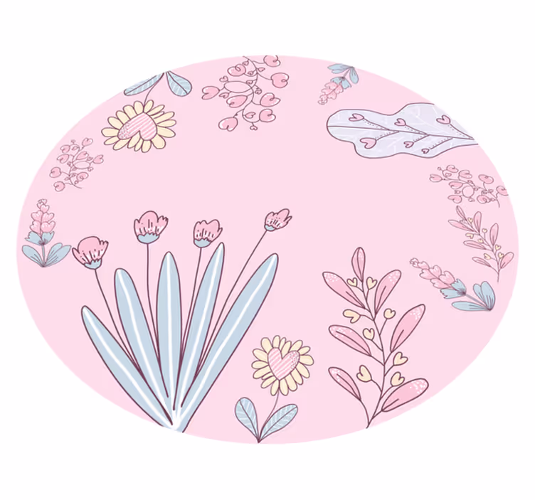 Floral vinyl rug with heart-shaped patterns - TenStickers
