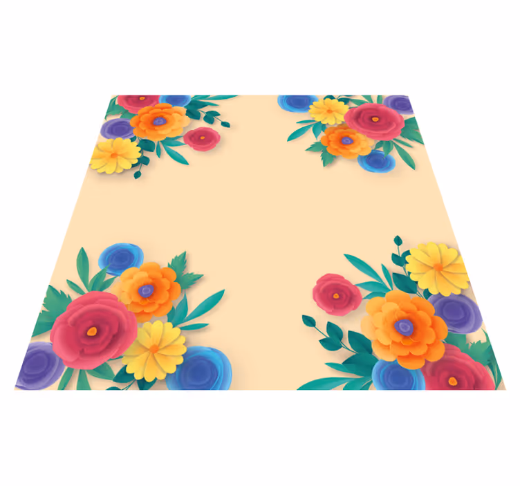 Lively blossom floral vinyl rug - TenStickers