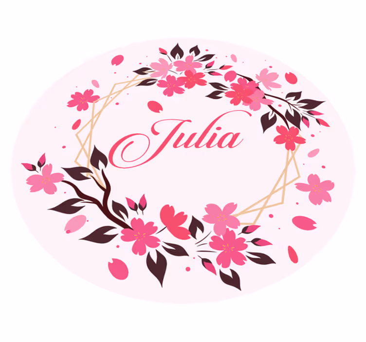 Botanical crown with name bedroom vinyl rug - TenStickers