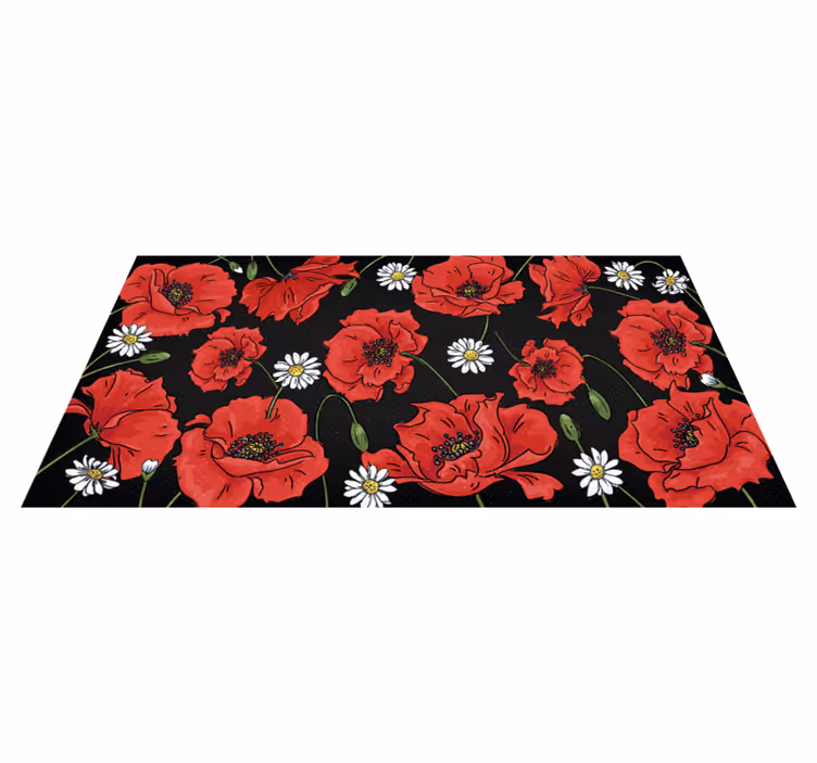 Vibrant floral illustration floral vinyl rug - TenStickers