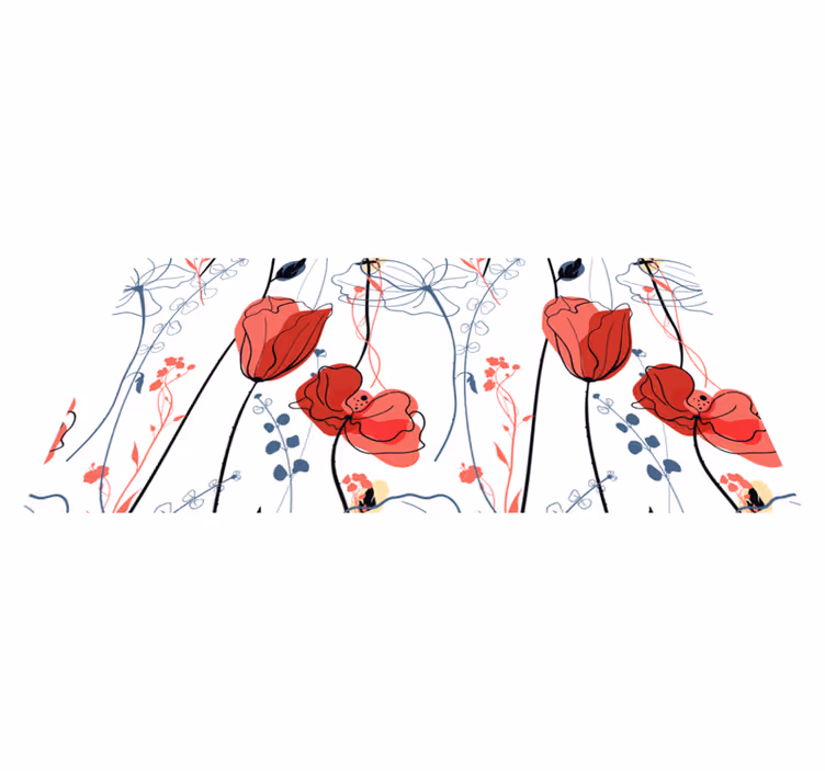 Crimson Blossom Grace floral vinyl rug - TenStickers