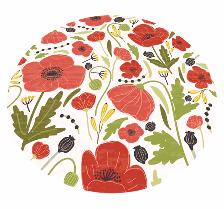 Red Poppy Blossoms floral vinyl rug - TenStickers