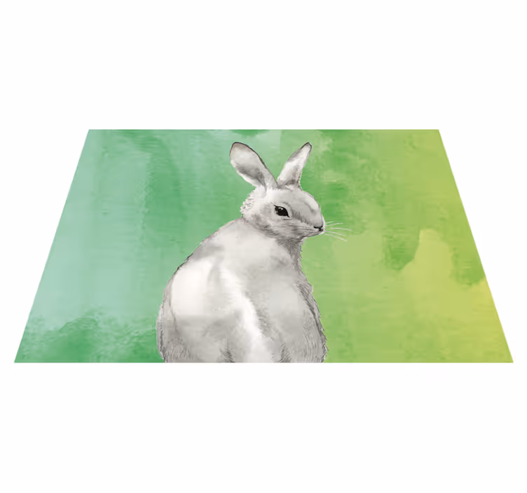 Rabbit green background animal vinyl rug - TenStickers
