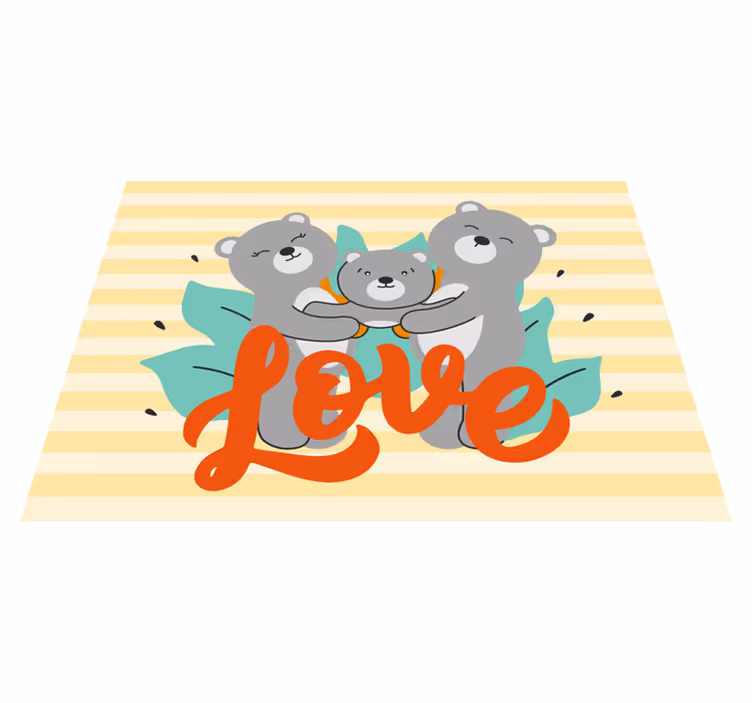 Bear Family Love kids vinyl rug - TenStickers