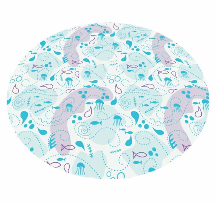 Oceanic wave patterns bathroom vinyl rug - TenStickers