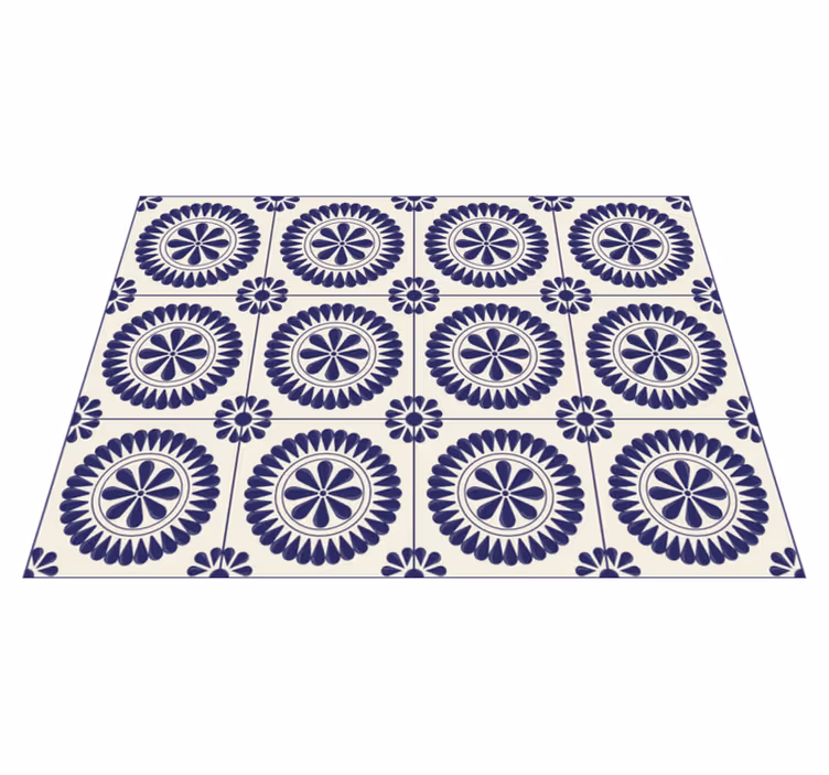 Circular floral motif mosaic vinyl rug - TenStickers