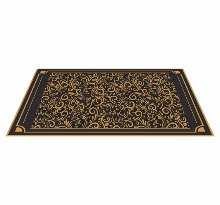 Golden elegant foliage hall vinyl rug - TenStickers