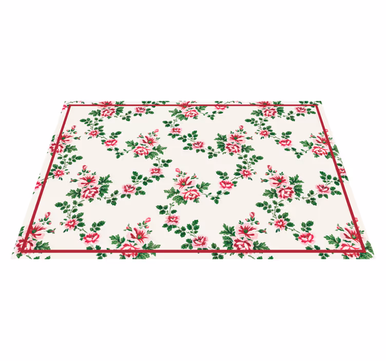 Floral pattern bloom floral vinyl rug - TenStickers