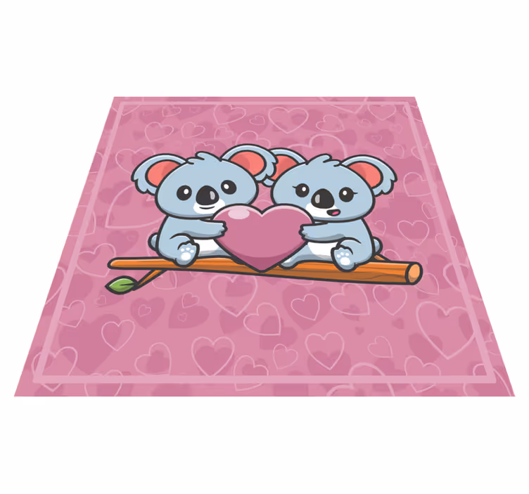 Koala Love Heart kids vinyl rug - TenStickers