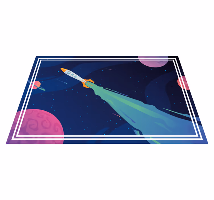 Spaceship in Orbit star vinyl rug - TenStickers