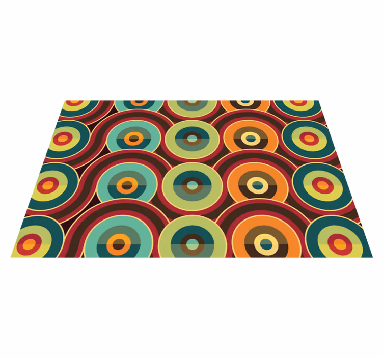 Vibrant Circular Motif geometric vinyl rug - TenStickers
