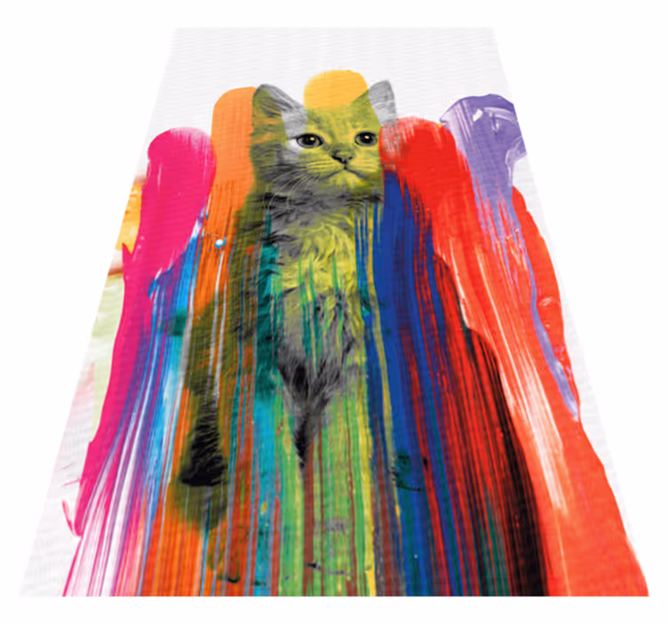 Colorful Cat Portrait modern vinyl rug - TenStickers